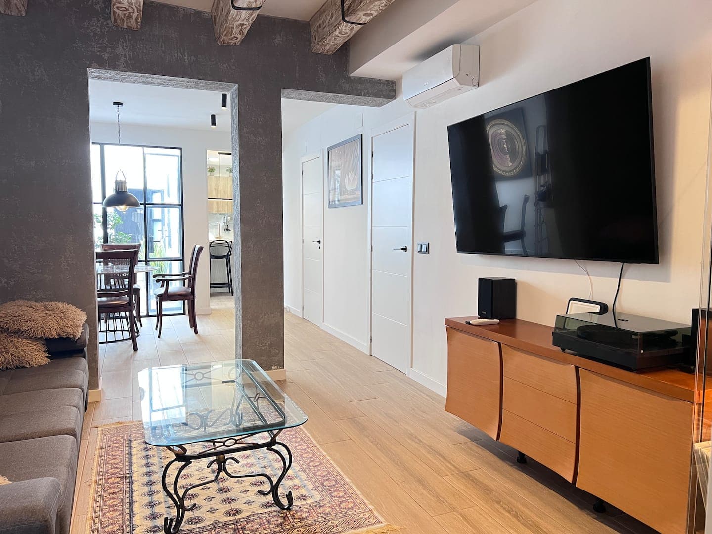 Living room with 65-inch TV